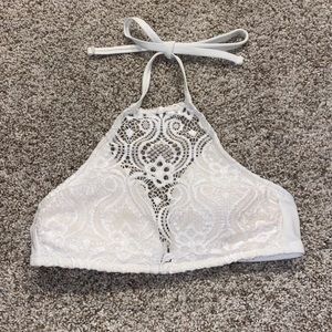 High Neck Cream Bikini Top - Size XS